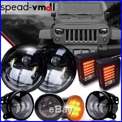 Jeep Wrangler JK 7 LED Headlight Fog Turn Signal Light Tail Lights Combo Kit