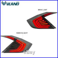 LED 4PCS Tail Lights For Honda Civic 10th Gen 2016-2018 Rear Lamps Smoked Black