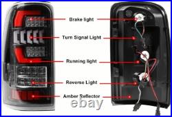 LED Bar Fit 2000-2006 Chevy GMC Suburban Tahoe Yukon Black Clear Tail Lights