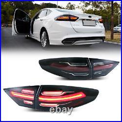 LED Black Tail Lights For Ford Fusion 2013-2020 Animation Sequential Rear Lamps