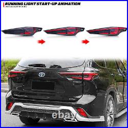 LED Black Tail Lights For Toyota Highlander 2020-2022 Animation Rear Lamps