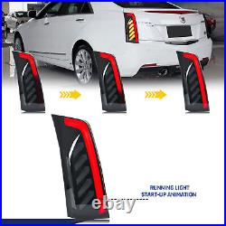LED Black Tail Lights for Cadillac ATS 2013-2018 1st Gen Sequential Rear Lamps