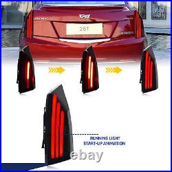 LED Black Tail Lights for Cadillac ATS ATS-V 2014-2020 Sequential Rear Lamps