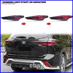 LED Black Tail Lights for Toyota Highlander 2020 2022 2023 Animation Rear Lamps