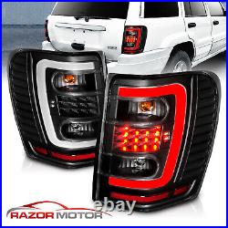LED C Light Bar1999-2004 For Jeep Grand Cherokee Black Brake Tail Lights Pair