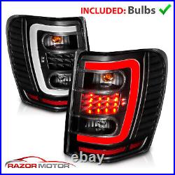 LED C Light Bar1999-2004 For Jeep Grand Cherokee Black Brake Tail Lights Pair
