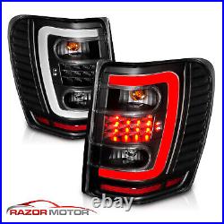 LED C Light Bar1999-2004 For Jeep Grand Cherokee Black Brake Tail Lights Pair
