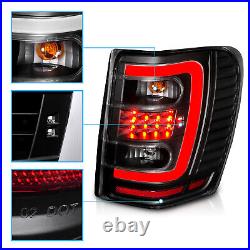 LED C Light Bar1999-2004 For Jeep Grand Cherokee Black Brake Tail Lights Pair