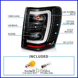 LED C Light Bar1999-2004 For Jeep Grand Cherokee Black Brake Tail Lights Pair