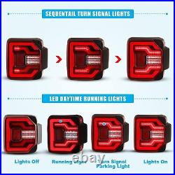 LED DRL Sequential Tail Lights For 2018-2023 Jeep Wrangler JL JLU Sport Lamps
