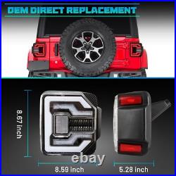LED DRL Sequential Tail Lights For Jeep Wrangler 2018-2025 JL JLU Rear Lamps