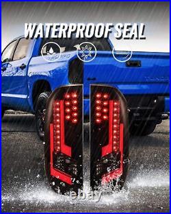 LED DRL Tail Lights PAIR for 2014-2021 Toyota Tundra Rear Brake Lamp Black Smoke
