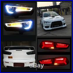 LED Headlights + Tail Lights Smoked For Mitsubishi Lancer EVO X 08-17