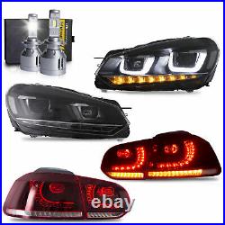 LED Headlights+Taillights+VLAND H7 LED Bulbs for 10-13 Golf MK6 12-13 Golf R