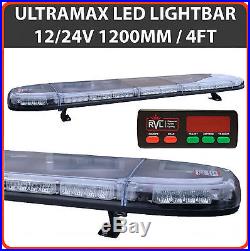LED Light Bar 1200mm 48 12v 24v Amber Flashing Strobe Beacon Recovery Light