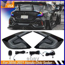 LED RGB Tail Lights Pair For Honda Civic Sedan 2016-2021 Sequential Rear Lamps