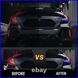 LED RGB Tail Lights Pair For Honda Civic Sedan 2016-2021 Sequential Rear Lamps