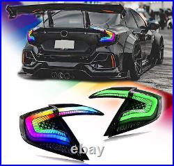 LED RGB Tail Lights Pair For Honda Civic Sedan 2016-2021 Sequential Rear Lamps