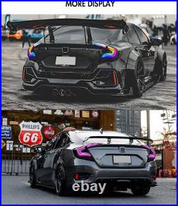 LED RGB Tail Lights Pair For Honda Civic Sedan 2016-2021 Sequential Rear Lamps