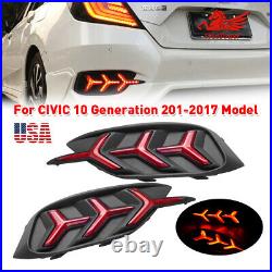 LED Reflector Rear Bumper Tail Light Brake Lamps For Honda Civic Sedan 2016-2018