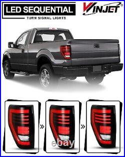 LED SMOKED Tail Brake Lights For Ford F150 F-150 2009-2014 Sequential Turn Lamps