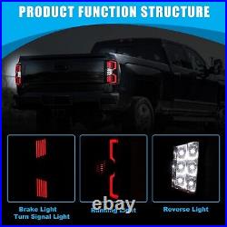 LED Sequential Tail Lights For 14-18 Chevy Silverado 1500 2500 HD 3500HD Smoke