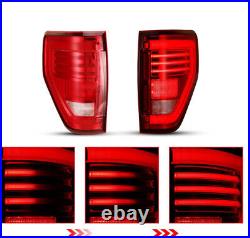 LED Sequential Tail Lights For 2009-2014 Ford F-150 Pickup Chrome Red Lamps Pair