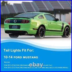 LED Sequential Tail Lights For 2010 2011 2012 2013 2014 Ford Mustang Black Clear
