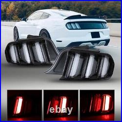 LED Sequential Tail Lights For 2015-2023 Ford Mustang Black Clear Len Rear Lamps