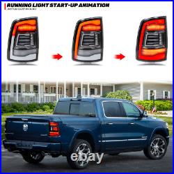 LED Sequential Tail Lights for Dodge Ram 2009-2018 Yellow Signal Grey Rear Lamps