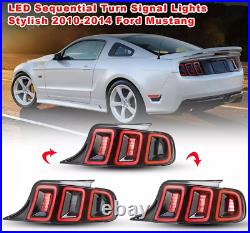 LED Sequential Tube Tail Lights For 2010-2014 Ford Mustang Brake Lamps Red Pair