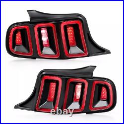 LED Sequential Tube Tail Lights For 2010-2014 Ford Mustang Brake Lamps Red Pair