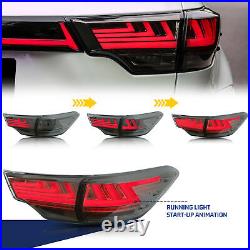 LED Smoked Tail Lights For Toyota Highlander 2015-2020 Rear Lamps Assembly