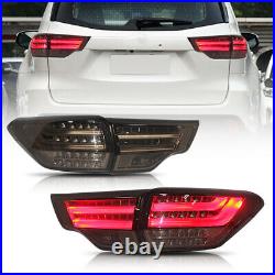 LED Smoked Tail lights For Toyota Highlander 2014 2015-2019 Rear Lamp Assembly