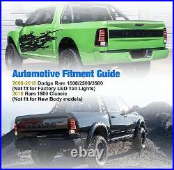 LED Tail Light Assembly for Dodge Ram 1500 2500 2009-2018 Sequential Rear Lamps