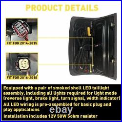LED Tail Lights Black Smoke For 2014-2018 Chevy Silverado 1500 2500 HD 3500 HD