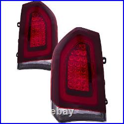 LED Tail Lights Black Trim Set For 2015-2022 Chrysler 300 4Dr