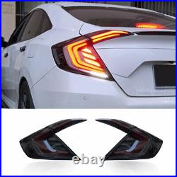 LED Tail Lights Dark For Honda Civic Sedan 16-21 Rear Lamps Start Up Animation
