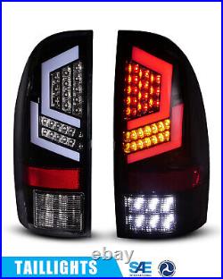 LED Tail Lights Fit For 05-15 Toyota Tacoma Rear Brake Lamp Glossy Black Clear