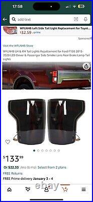 LED Tail Lights Fit For 2015-2020 Ford F150 F-150 Black Housing Smoke Lens RH+LH
