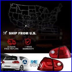 LED Tail Lights For 06-09 Volkswagen VW GTI Rabbit Golf MK5 Red Rear Brake Lamps