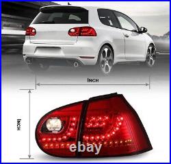 LED Tail Lights For 06-09 Volkswagen VW GTI Rabbit Golf MK5 Red Rear Brake Lamps