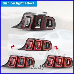 LED Tail Lights For 10-14 Ford Mustang Sequential Signal Rear Brake Lamps Pair