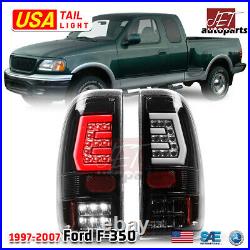 LED Tail Lights For 1997-2003 Ford F150/97-07 F250 F350 Black Clear Brake Lamp