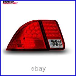 LED Tail Lights For 2001-2004 2005 Honda Civic Sedan Red Rear Brake Lamps PAIR
