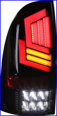 LED Tail Lights For 2005-2015 Toyota Tacoma Black Clear Rear Brake Signal Lamps