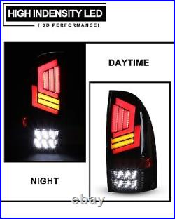 LED Tail Lights For 2005-2015 Toyota Tacoma Black Clear Rear Brake Signal Lamps