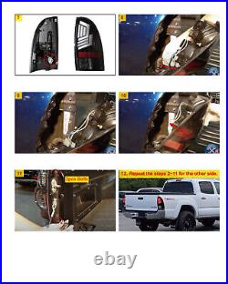 LED Tail Lights For 2005-2015 Toyota Tacoma Black Clear Rear Brake Signal Lamps