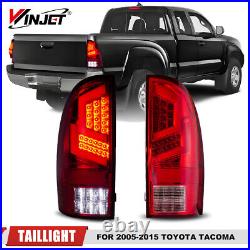 LED Tail Lights For 2005-2015 Toyota Tacoma Chrome Red Sequential Brake Lamp L&R