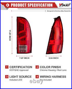 LED Tail Lights For 2005-2015 Toyota Tacoma Chrome Red Sequential Brake Lamp L&R